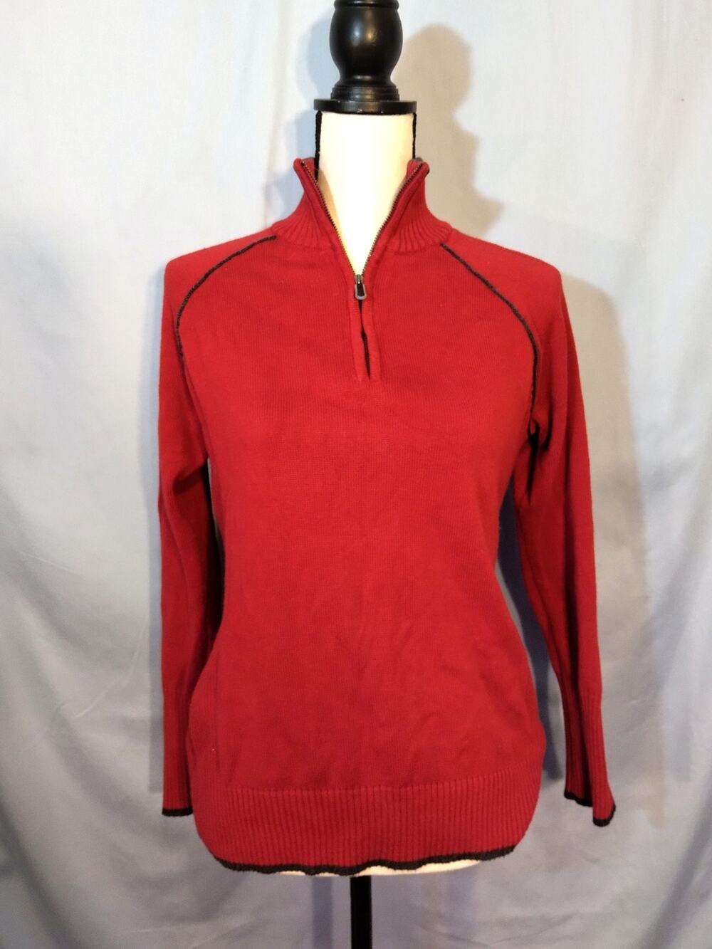 Eddie Bauer Sport Red Pullover 1/4 Zip Sweater